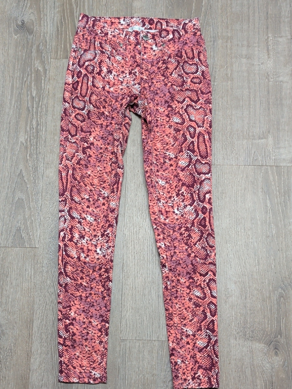 VENUS Coral Pink Snake-Print Womens' Stretch Leggings